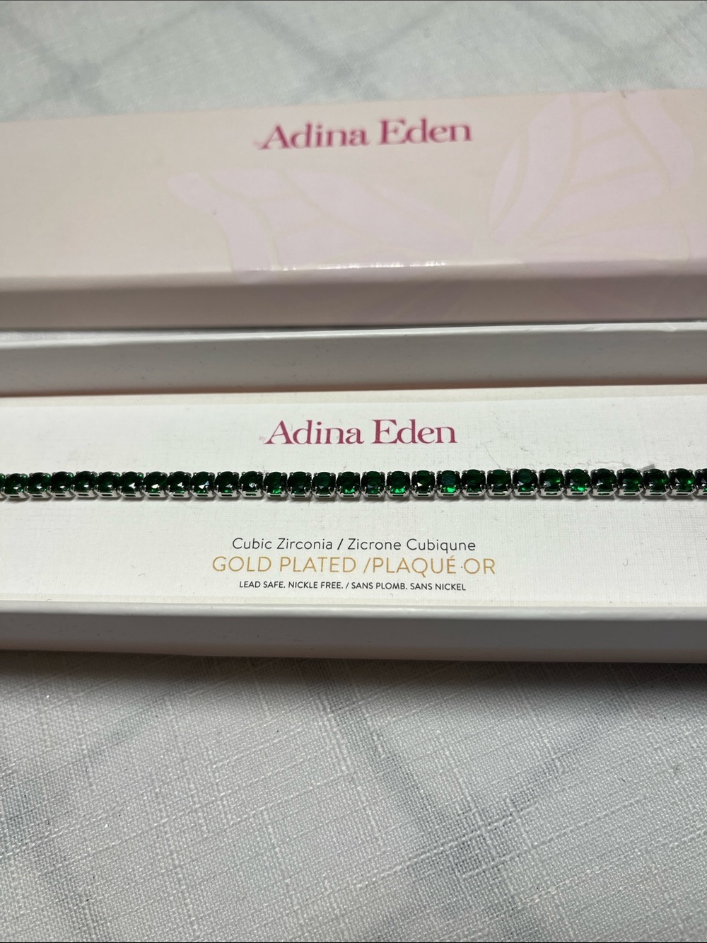 Adina Eden Gold-Plated Bracelet with Green Emerald-like Cubic Zirconia
NEW